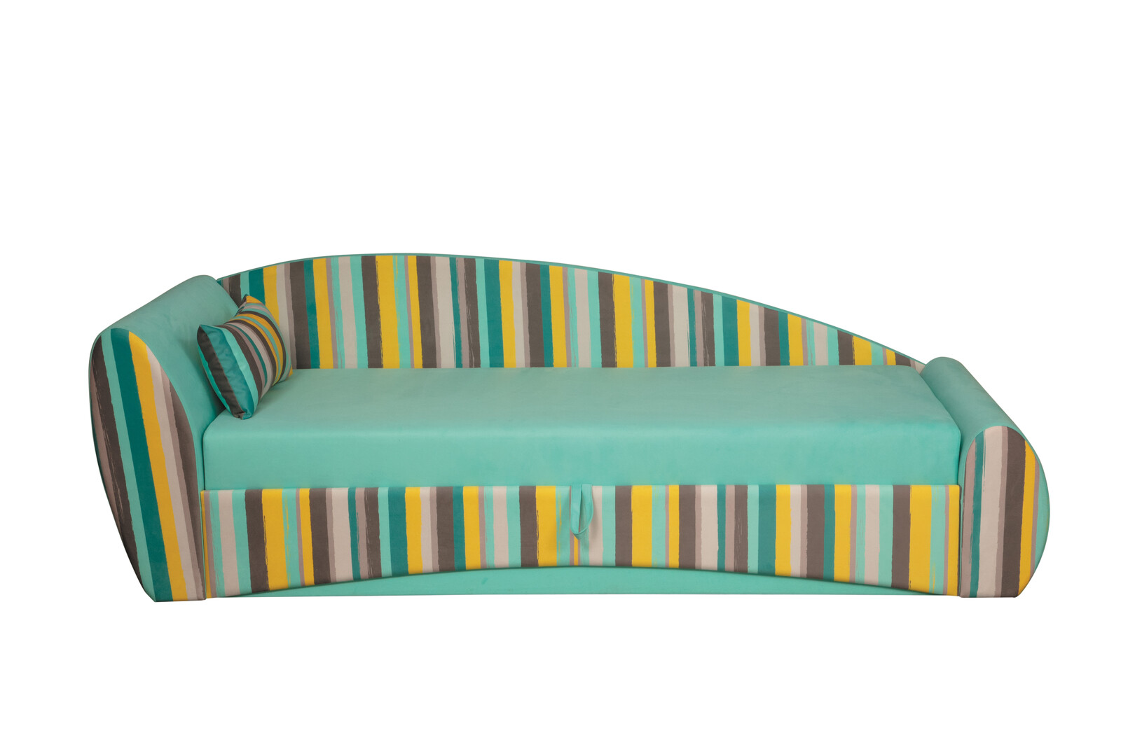 Тахта Капри (микровелюр полоса цветная/микровелюр минт) левое исполнение 
