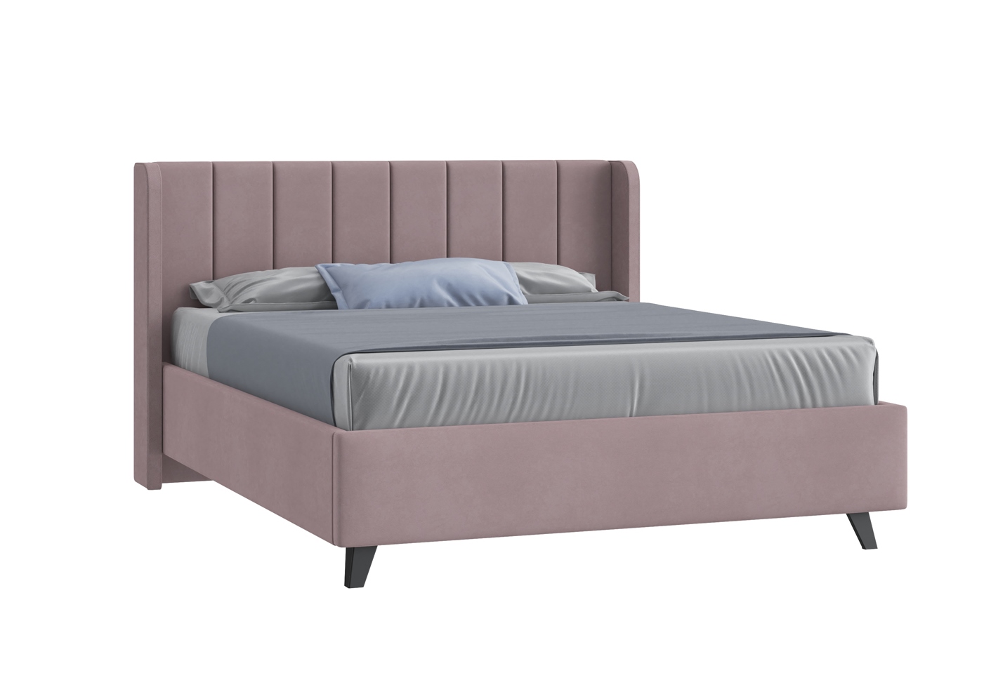 Кровать Виола 180х200 (микровелюр розовый)